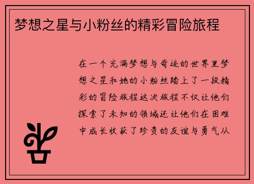 梦想之星与小粉丝的精彩冒险旅程